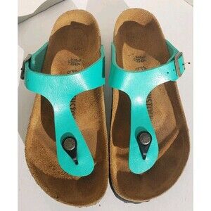 Birkenstock Gizeh Regular Fit Birko Flor Teal Jade Women US 5 (EU 36) Birko Flor